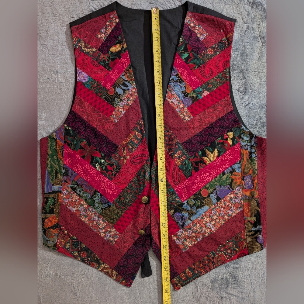 Vintage Batik Patchwork Button Front Vest - image 2